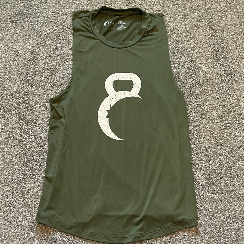 Olive Sleeveless Tank with Graphic Design